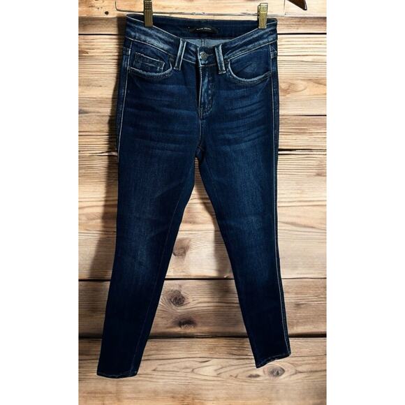 Flying Monkey Denim - Flying Monkey Mid-Rise Skinny Cuffed Jeans Sz 24 Blue Vampire Kiss 29" Inseam